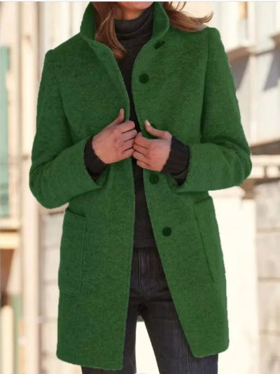 Women's Coat Slim Fit Autumn And Winter Coat Mid-length Warm Button Down Coat