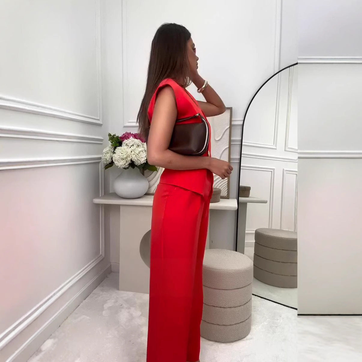 Button Wide-leg Pants Temperament Commute Fashion Suit