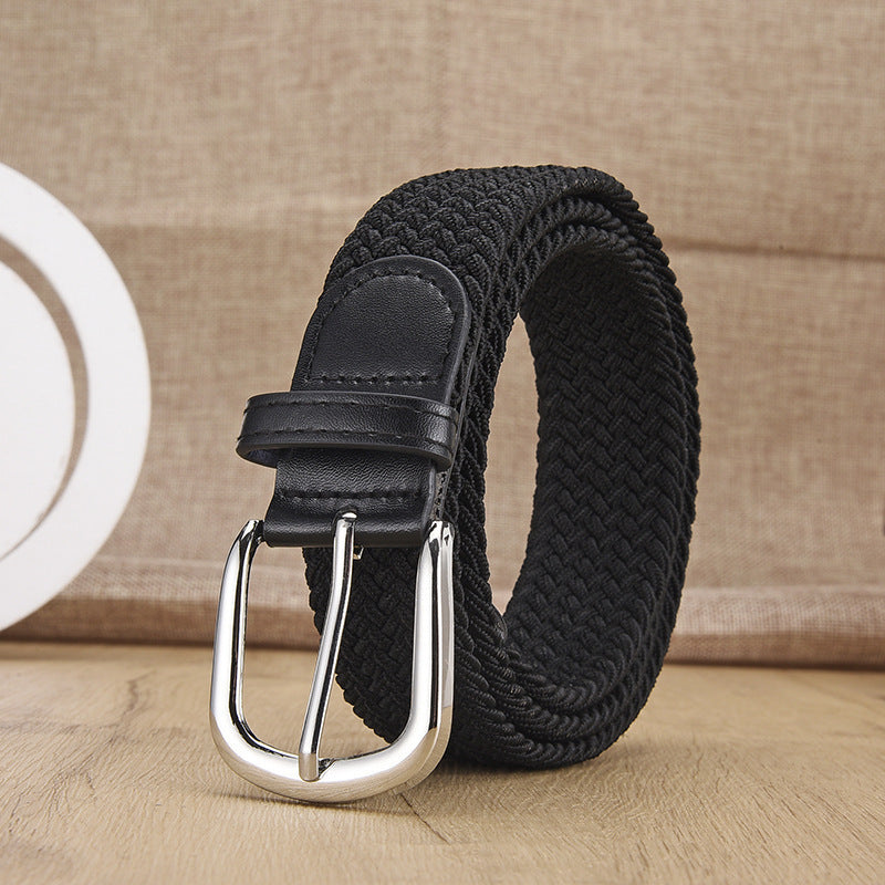 New Men's And Women's Woven Belt Elastic Stretch Punch-free