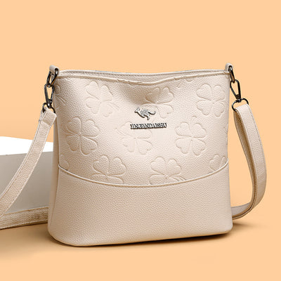 Multi-layer Soft Leather Bucket Large Capacity Women's Shoulder Messenger Bag