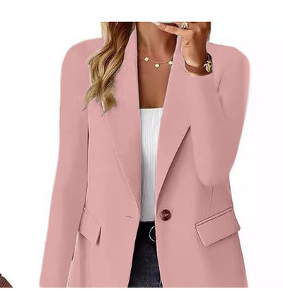 Ins Lapel Button Jacket Fashion Commuter Casual Suit Jacket Women's Long-sleeved Tops Outwear Clothing