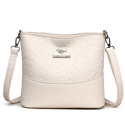 Multi-layer Soft Leather Bucket Large Capacity Women's Shoulder Messenger Bag