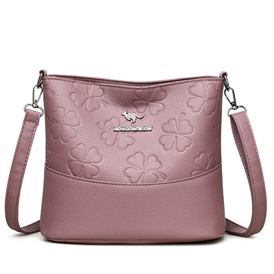 Multi-layer Soft Leather Bucket Large Capacity Women's Shoulder Messenger Bag