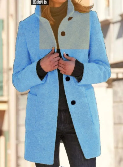 Women's Coat Slim Fit Autumn And Winter Coat Mid-length Warm Button Down Coat