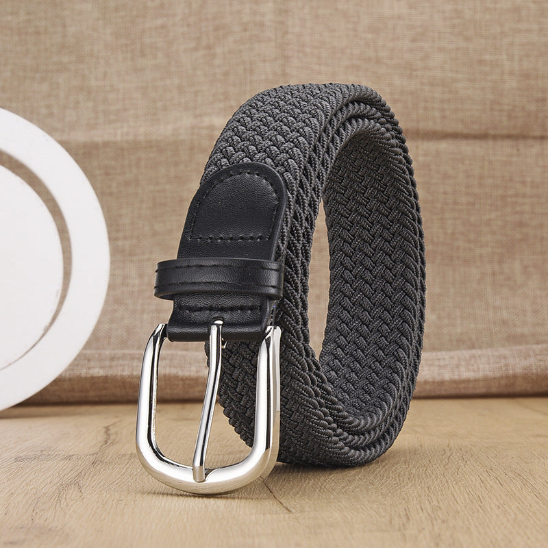 New Men's And Women's Woven Belt Elastic Stretch Punch-free