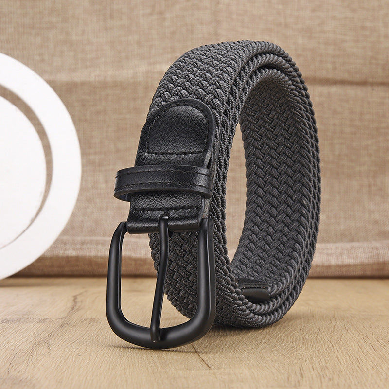 New Men's And Women's Woven Belt Elastic Stretch Punch-free